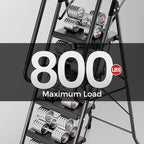 KINGRACK 5 Step Ladder, Folding Step Stool for Adult with Tool Platform, Handrails, Wide Anti-Slip Pedals, Pass 800lbs Load Testing， Portable Safety Step Stool for Home, Kitchen, Black