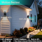 Motion Sensor Outdoor Wall Lights, Dusk to Dawn Porch & Patio Sconce with E26 Dimmable LED Bulbs, Black Aluminum Up & Down Exterior Lights for Garage, Garden, Front Door, ETL Listed