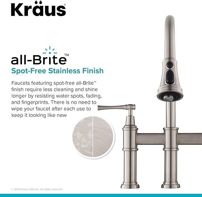 KRAUS Allyn Transitional Bridge Kitchen Faucet with Pull-Down Sprayhead in Spot Free Stainless Steel, KPF-3121SFS
