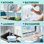 CECEFIN Swivel Water-Filter for Sink-Faucet - Faucet Mount Water Filtration System, Carbon Purifier Reduces 99% Chlorine, Last 528 Gallons Tap Water, Fits Most Pull Out Kitchen/Bathroom/RV Faucets