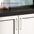 JOY DECOR Cabinet Pulls – 8-3/4 Inch Hole Center, Brushed Brass, 10 Pack, Zinc Alloy Cabinet Handles for Drawers & Cupboard – Vintage Style Hardware for Kitchen, Bathroom, Dresser, Furniture Makeover