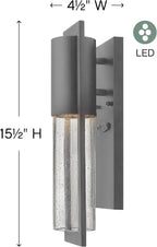 Hinkley Shelter Medium Outdoor LED Wall Mount Lantern - Minimalist Style, Dark Sky-Compliant, Solid Aluminum/Clear Seedy Glass - Hematite