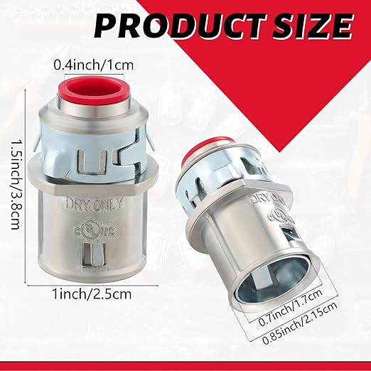Metal-Clad Cable Connectors Zinc Electrical Conduit Connector 3/8" Snap in Connectors for Steel and Aluminum Cable(50 Pack)