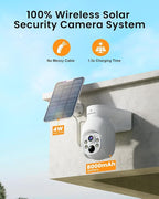 Camcamp Wireless Security Camera System, Solar Powered PTZ 4MP 6 Cam-kit Camera Security System, 500GB HDD NVR,Easy Installation, Color Night Vision, 2 Way Audio, 2.4G & 5G WiFi for Home Outdoor