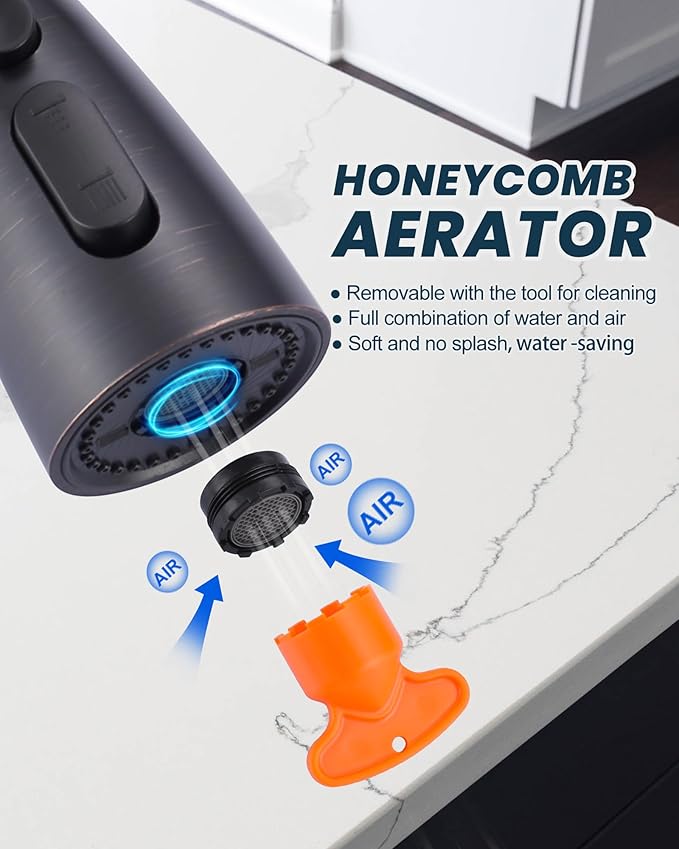 ARCORA Kitchen Faucet Spray Head Oil Rubbed Bronze, 3-Function Kitchen Sink Spray Nozzle with 9 Adapters, Kitchen Faucet Head Replacement Compatible with Moen, Delta, American Standard Faucets