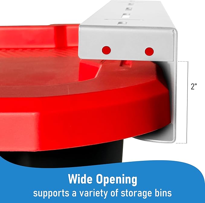 HandT USA Based Overhead Garage Storage Rack, Ceiling Tote Bin Organization Rails Shelving Racks System, Heavy Duty Hanging Metal Rack Systems for 27 Gallon Container, Supports Most Bins, 4 Sets White