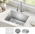 Kraus KHU101-24L Standart PRO 24-inch Undermount 16 Gauge Single Bowl Laundry and Utility Sink, 24 Inch, Tight Radius