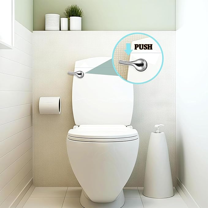 Toilet Handle Replacement Kit Universal Bowl Repair Inside Tank Trip Lever Stainless Steel Flapper Chain Flush Front Mount Chrome Brass Fitting with American Standard Gerber Compatible Parts