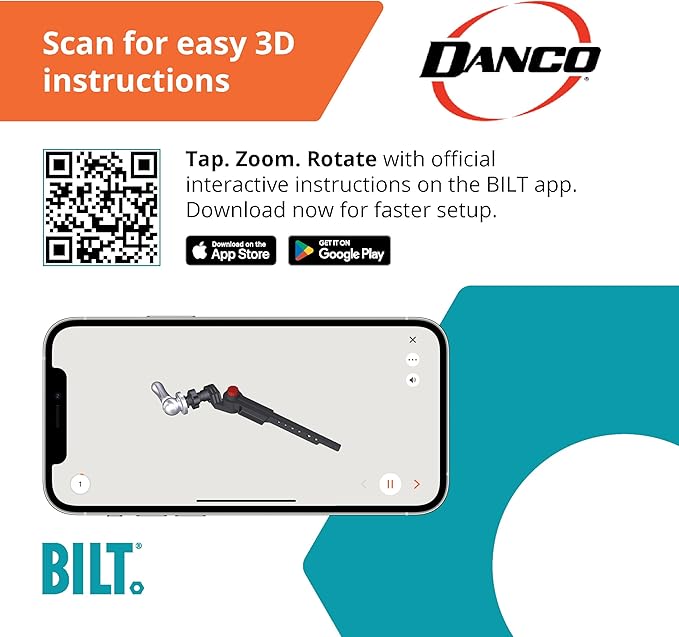 Danco 12063 Curved Replacement Handle with Front Angle/Side/Vertical Mount in Toilet Tank Lever, Chrome