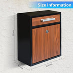 Locking Wall-Mount Mailbox, Wood Vintage Metal Mailboxes for Outside, Security Drop Box with Lock, Large Capacity Mounted Mailbox, Heavy Duty Thickened Mailbox