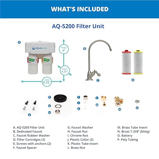 Aquasana Under Sink Water Filter System - Reduces PFAS, Lead, & Chlorine in Drinking Water - Under Counter Claryum Filtration for Kitchen - 2-Stage - Chrome Faucet - AQ-5200.56