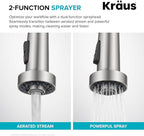 KRAUS Bolden 2-Function Single Handle Pull Down Kitchen Faucet in Spot-Free Stainless Steel, KPF-1616SFS