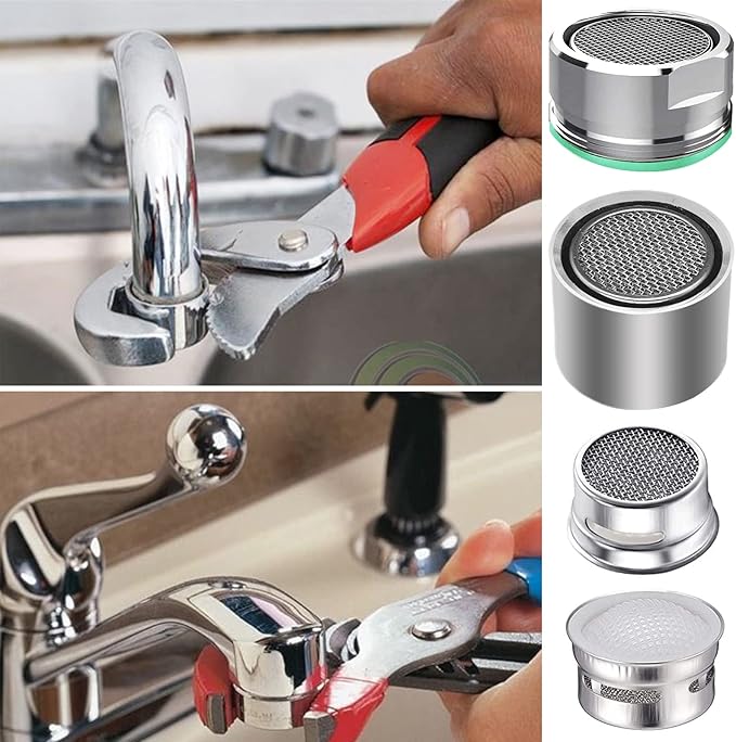 4pcs Faucet Aerators, 2pcs Aerator Filter Replacement Parts, with Brass Housing, 2pcs 15/16 Inch Male and 2pcs 55/64 Inch Female Bathroom Aerator Faucet Filters with Gaskets,for kitchen bathroom