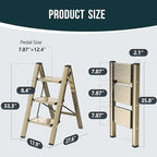 WOA WOA Step Ladder, 3 Step Foldable Step Stool with Widen Pedals, Portable Home Ladders for Kitchen, Lightweight Aluminum Stepladder, Compact Ladder for Space Saving (300lbs, Gold)