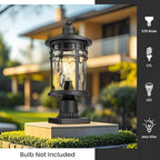 Outdoor Post Lighting Fixtures Pole Lantern Waterproof Aluminum Housing with Water Ripple Glass 16.5 Inch Height Large Size Pillar Light Outdoor for Garden Patio Pathway E26 Socket