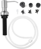 Soap Dispenser for Kitchen Sink, Sink Soap Dispenser with Longer Threaded Shaft Shank, 47" Extension Tube Connects Directly to Dish Soap Container, Wider Pump Head Base （Brushed Nickel）