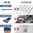 Wood Screws 2-1/2 Inch, Deck Screws #10 x 2-1/2", 400 PCS, Rust Resistant, Epoxy Coated, Outdoor Decking Screws, Torx/Star Drive Head, T25 Star Bit Included, Black