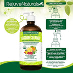 RejuveNaturals Castor Cleanse™ - USDA Organic Castor Oil, Chlorella, Spirulina, Roots & Greens for Wellness, Digestive Support, Daily Balance. 3-Month Supply Gut Cleanse Detox for Women & Men - 16oz.