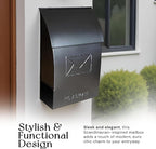 NACH Mailboxes for Outside Wall Mount, 15 x 9.5 x 4 inches, Black Wall Mounted Mailbox and Newspaper Holder, Waterproof Mailbox for Door - The No Admail Milano Mailbox