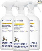 ATTITUDE Kitchen Cleaner Spray, EWG Verified, Powerful Degreaser, Cuts Grease & Grime, Plant-Based & Vegan, Citrus Zest Scent, 27.1 Fl Oz (Pack of 3)