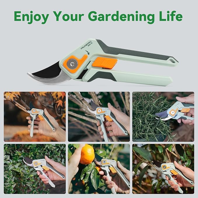 PrunePro 8" Professional Pruning Shears for Gardening Bypass Hand Pruner Stainless Steel Sharp Garden Scissors Plant Flower Rose Garden Clipper - 3 Pack
