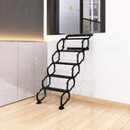 5 Steps Wall Mounted Attic Ladder, Indoor Attic Stairs Pull Down System, Metal Telescoping Step Ladders, Anti-slip Retractable Folding Stair, Loft Extension Steps Staircase for Garage (black, 5 Steps)