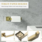 Bathroom Accessory Towel Bar Set: 5 Pieces Gold Bathroom Hardware Square SUS304 Stainless Steel - Wall Mounted Towel Rack&Toilet Paper Holder&Towel Ring and Towel Hook