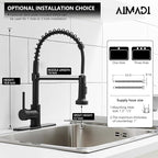 Black Kitchen Faucet with Pull Down Sprayer, AIMADI Commercial Single Handle Pull-Down Sprayer Kitchen Faucets,Matte Black