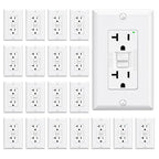 ELEGRP GFCI Outlet 20 Amp, Self-Test GFI Electrical Outlet with Narrow Design, GFCI Receptacle with LED Indicator, UL Listed, White, Wall Plate Included, 20 Pack