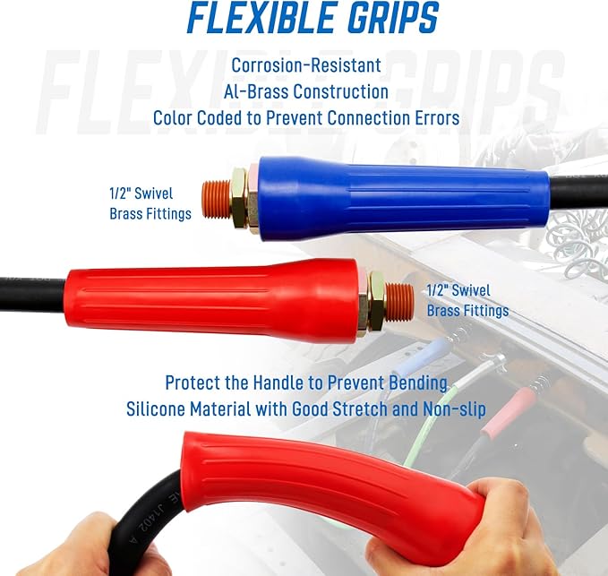 12 FT Air Line Hose Assembly Set Straight Heavy Duty Air Power Hoses for Semi Truck Trailer Tractor