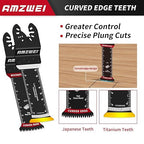 20 Pcs Extra Long Titanium Oscillating Tool Blades & Japanese Teeth, Curved Edge Multitool Blades for Metal, Wood, Plastic, Oscillating Saw Blades Compatible with Dewalt Bosch Milwaukee Ryobi