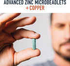 Zinc Supplement Microbeadlets for Immune & Acne Support | Highly Absorbable Zinc Bisglycinate & Orotate with 2mg Chelated Copper + Vitamin B6 | Vegan, Gluten-Free | 30mg Zinc Balance | 60 Capsules