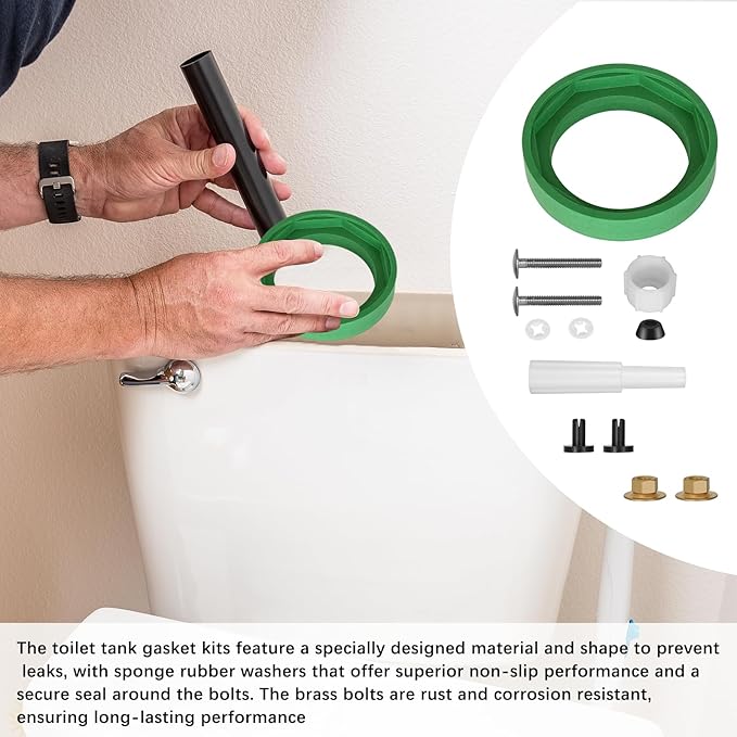 Toilet Tank to Bowl Gasket Coupling Kit Fits for American Standard Champion 4 Toilet AS738756-0070A,3" Flush Valve Toilet Replacement Parts Includes Washer and Bolts Seals,Fits Most Toilet Tank Repair