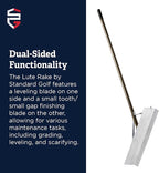 Standard Golf Magnum Lute - 36'' Reversible Flat Head Rake | Used for Golf Courses, Ball Fields, Asphalt Work Landscaping & More | 66'' Straight Handle with T Connection for Added Stability