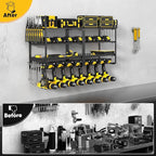 33" W Large Power Tool Organizer Wall Mount Loads 400 lbs, Heavy Duty 4-Tier 8 Drills Holder, Cordless Tool Storage Battery Shelf, Utility Racks for Garage Workshop Shed, Gifts for Men Husband