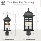 Outdoor Post Light Hard Wired Black Aluminum Pole Lights Outdoor 16 Inch Height Waterproof Column Lighting for Garden Pathway and Fence