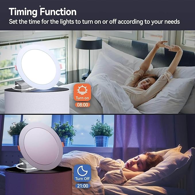 Recessed Lighting 6 inch, 4Pack RGBCW Recessed Ceiling Lights with Junction Box, 16W 1350lm LED Recessed Lights 2700 to 6000K Canless LED Downlight Dimmable by Alexa and APP