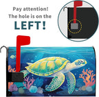 Nautical Sea Turtle Coral Seashell Mailbox Covers - Summer Ocean Beach Blue Magnetic Standard Size 25.5x21 Inch Waterproof Mail Box Wraps - Post Letter Box Covers - Garden Yard Outdoor Decor