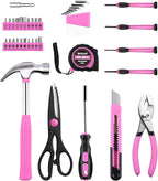 Tool Set Pink-40 Piece - General Household Hand Tool Kit with Plastic Toolbox Storage Case(Pink)
