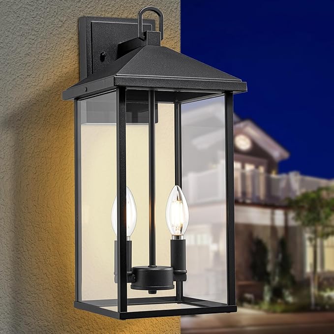 Darkaway Outdoor Wall Lights for House, 17 Inch Tall Exterior Lighting Fixtures Wall Mount Outdoor Porch Lights Outside Sconce Lights with Clear Glass for Patio Hallway Garage E12 Socket