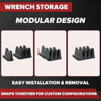 80PCS Modular Wrench Organizer Wrench Holder - Wrench Tool Organizers for Tool Drawer Storage, Wrench Storage Set with Metric & SAE Label, Rack Tool Gift for Professional Mechanics Men, Black