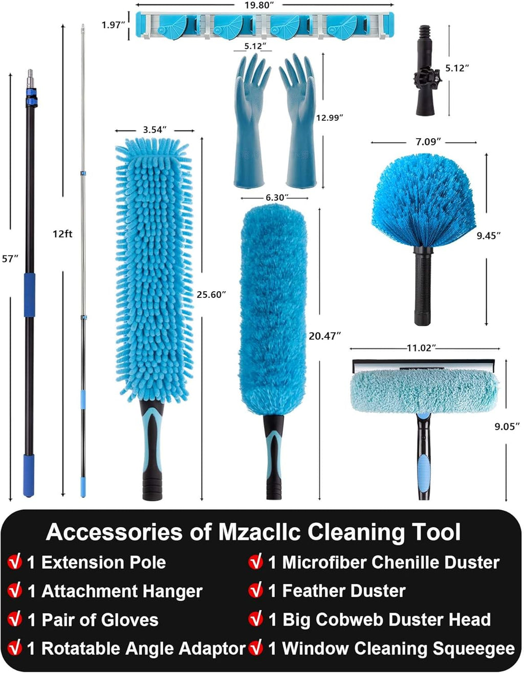 Ceiling Fan Cleaner Duster with Telescopic Extension Pole (8ft)