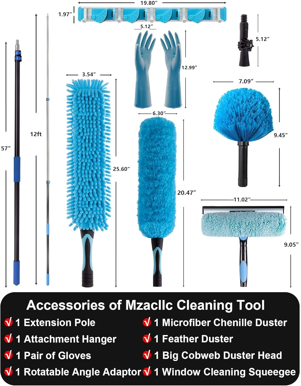 25 Foot High Reach High Ceiling Fan Cleaner Duster with 7-to-18 Foot Sturdy Light Weight Telescopic Extension Pole