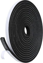Weather Stripping Door Seal Strip- 1/2 Inch X 1/4 Inch X 16Feet, Strong Adhesive, Lightproof, Soundproof, Weatherproof Foam Tape Insulation for Sliding Door, Front Door Frame, Windows- Black