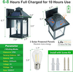 2 Pack Solar Wall Lantern Lights Outdoor Dusk to Dawn Motion Sensor Waterproof LED Wall Sconce Exterior Porch Light Fixtures Warm White, 3 Lighting Modes for Fence Patio Garage Garden Yard