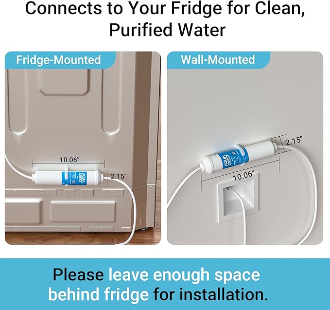 AQUA CREST 5 Years Capacity -Inline Water Filter for Refrigerator with 1/4-Inch Direct Connect Fittings, Idea for Ice Maker, RV, Refrigerator, RO System, In Line Water Line Filter, Reduces PFAS/PFOA
