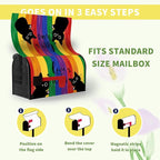 Rainbow Gay Pride Magnetic Mailbox Covers Large Size 21 x 25.5 Inch Black Cat Love Always Wins Mailbox Post Cover Oversized LGBTQ Letter Box Wraps Waterproof Garden Yard Home Decor for Outside