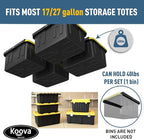 Koova Heavy-Duty Overhead Garage Storage Rack for 4 Bins. Adjustable Width, 160lb Capacity. DIY Safe Ceiling Mount, Easy Install. Fits 27-Gallon Totes. USA Made Pro-Grade Steel. Space Saving Organizer