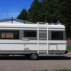 5-Rung Window Well Ladder Hooked, Heavy Duty Steel Fire Escape Ladder, Powder-Coated Basement Egress Window Ladder 56.2" Lx17.9 W, White