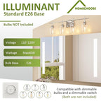 Vanity Bathroom Light, 4-Light Bathroom Light Fixtures Over Mirror, Silver Vanity Lights for Bathroom with Clear Glass, Modern Wall Lamp for Cabinet Hallway, Bedroom